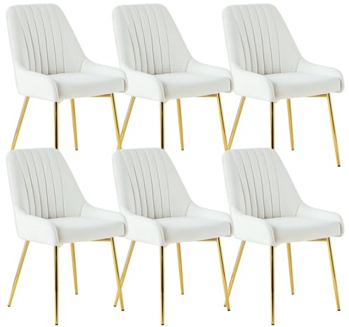 Sepnine Esszimmerstühle 6er Set, Samt Essstuhl, Komfortable Küchenstühle für Esszimmer, Polsterstuhl mit Goldenen Metallbeinen, Ergonomische Dining Chairs