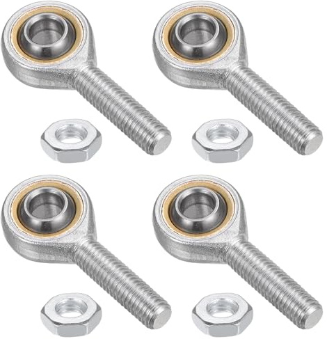 QUARKZMAN 4pcs SA10T/K 10mm Cojinete de Extremo de Varilla con Rosca Macho M10x1.5, Extremos de Varilla Autolubricantes con Tuerca de Bloqueo