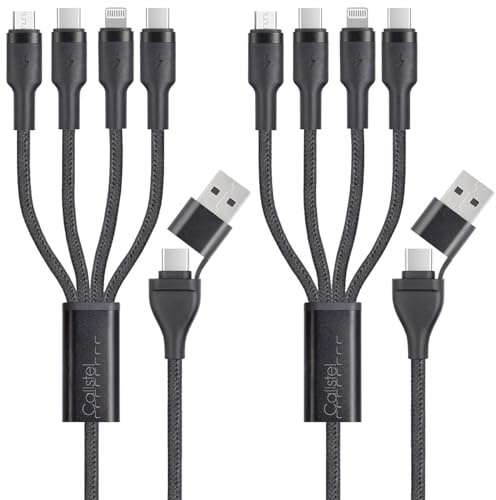 Callstel Multifunktions-Ladekabel: 2 x Lade- & Datenkabel USB-C/A zu USB-C/Micro-USB/Lightning, 30cm, 60W (Laptop Air Ladekabel, USB-C-Multiport-Kabel, Kopfhörer Adapter)