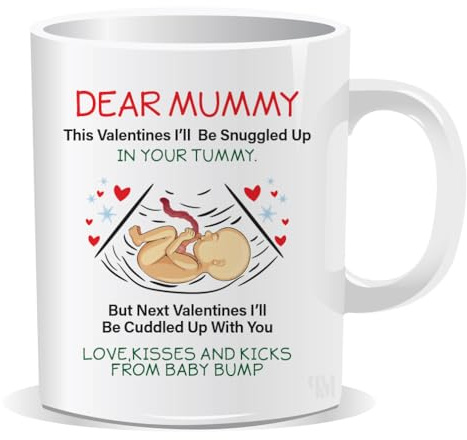 Perfect Mugs Dear Mummy This Valentines I Will Be Snuggled Up in Your Tummy Mug Sarcastic Humour Gift for Mum Colleague Coffee Love Mumma Christmas Birthday Valentines Day Funny Women Her Tea