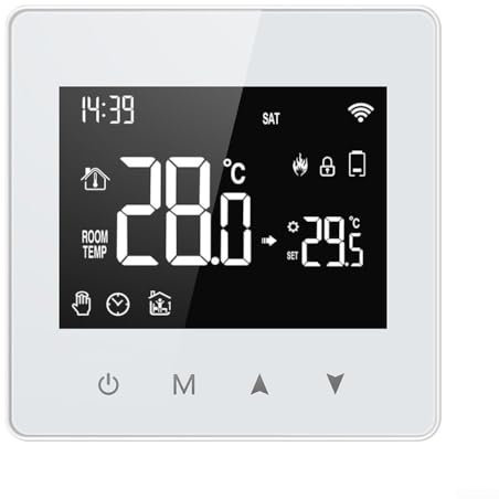 Getdoublerich Termostato WiFi Tuya para calefacción de Caldera de Gas, Alimentado por batería Controlador de Temperatura programable para Smart Lifes, Control Remoto por aplicación, 86 * 86 * 28mm