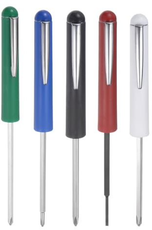 QUARKZMAN 5pz Cacciavite a Tasca Non Magnetica 6 Lunghezza Mini Torx Esagonale con Intaglio Phillips Cacciavite Portatile con Clip per Meccanici, Elettricisti, Tecnici, 5 Colori