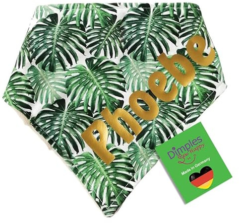 Dimples Hundehalstuch personalisierbar - Halstuch mit Hundename - Wunschtext selbst gestalten - Hunde Besitzer Geschenk - Handgemachtes Hunde Accessoire - auch für Katzen geeignet - personalisiert