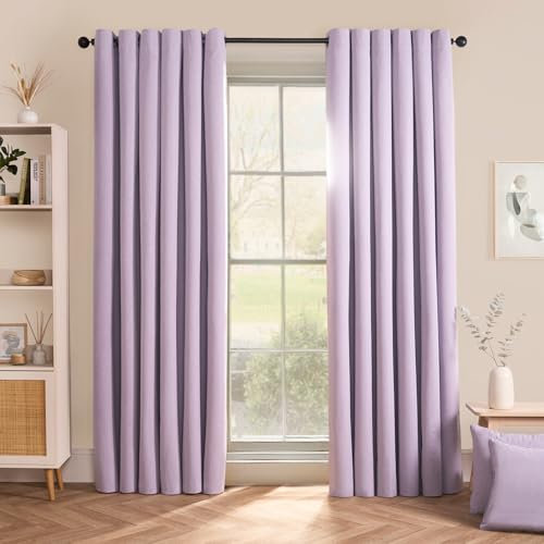 OHS Bedroom Blackout Curtains Eyelet, Woven Texture Modern Decorative Curtains for Living Room Bedroom Home Insulated Summer Winter Soft Curtain, 66x54” - Purple