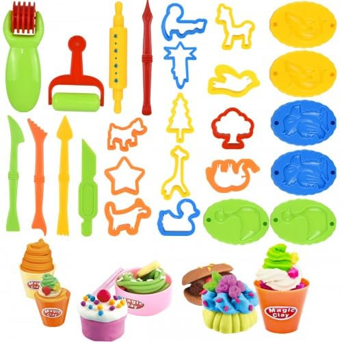 26 Pcs Dough Tools Kit, Clay Dough Tool Kit for Kids, Play Dough Tools Plastic, Clay Dough Tools, Dough Accessories Molds