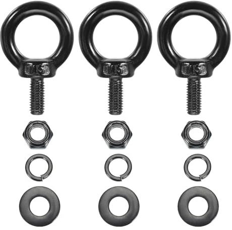 PATIKIL M5x12mm Boulon À Œil À Épaulement De Levage, 3Pcs 304 Acier Inoxydable Anneau De Levage Boulon À Œil Fileté Avec Écrou Hexagonal/Rondelle De Blocage/Pour, Noir