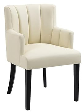 MY Furniture Hatfield Dining carver Chair - Cream faux fake leather PU - elegant classic design - comfortable strong frame seat- can be dressing table chair -easy wipe clean