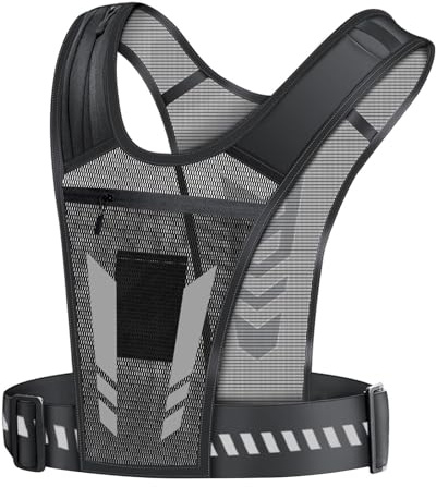 MUNSKT Running Vest Support de téléphone Portable, Support de téléphone Portable d'épaule réfléchissant, entraînement Respirant Gilet de Course réfléchissant Sport Jogging Ceinture réglable