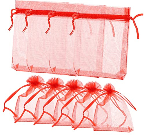 CALLARON 100stücke Organza Geschenktüten mit Kordelzug Kleine Beutel für Süßigkeiten Kekse und Hochzeitsgeschenke Netzbeutel zum Verpacken