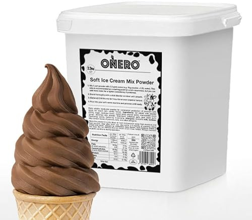ONERO Chocolate Taste | Premium Dairy Soft-Serve Ice Cream Powder Mix 2.5kg | Makes Up to 9kg/90 Servings | Just Add Water | Slow Melting | Produced in the UK