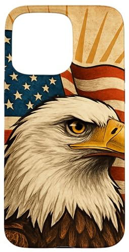 Amerikanischer Adler mit USA-Flagge Hülle für iPhone 15 Pro Max