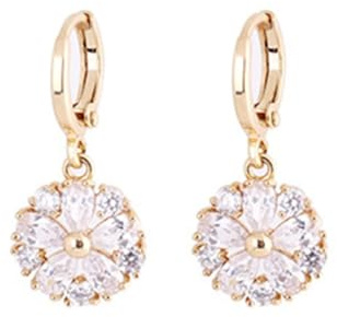 Tolldek Pendientes de oro amarillo Au585 para mujer, pendientes de aro de moissanita, con forma de gota, de oro de 14 quilates, estilo Art Nouveau