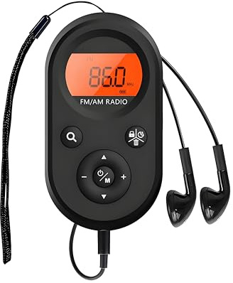 Lancoon Radio Am FM Recargable Delgado Temporizador Luz Naranja 30 Memorias Larga Batería Portátil para Hogar Viaje