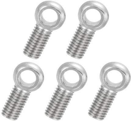 PATIKIL 5 Pcs Perno De Ojo Giratorio Con Hombro M12x35mm, Acero Inoxidable 304 Rosca Métrica Completa Ojo De Pescado Agujero Deslizante Tornillo Perno De Arrastre, Color Plateado