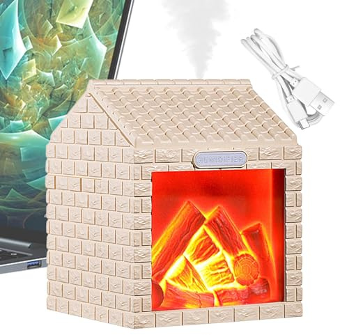 Humidificador Difusor Aromático Estilo Chimenea,Difusor de Aceites Esenciales con Luz LED y Humidificación | Vapor Frío Decorativo para Dormitorios SPA Oficinas