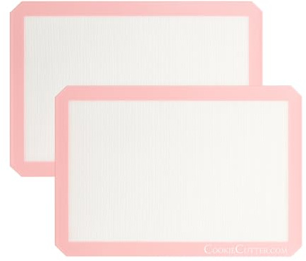 CookieCutter.com 16.5x11.5 Pink Silicone Baking Mat - Reusable Nonstick Baking Sheet - Sandy Pink (2 Pack)