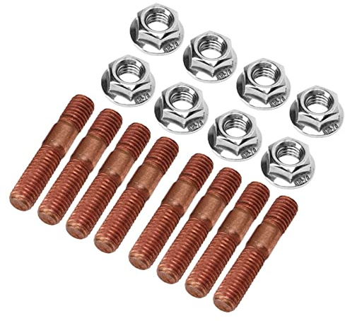 Kit de perno extendido del colector de escape de 8 PC, M8 1.25 turbo turbo roscado de aleación de metal múltiple tuercas de brida para la fijación del motor