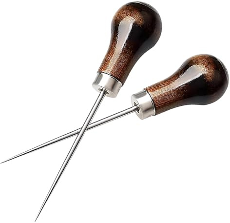 2-Piece Gourd-Shaped Wooden Handle Bradawl Set for Crafting, Wood, Leather & Canvas - Precision Hole Punching Tool