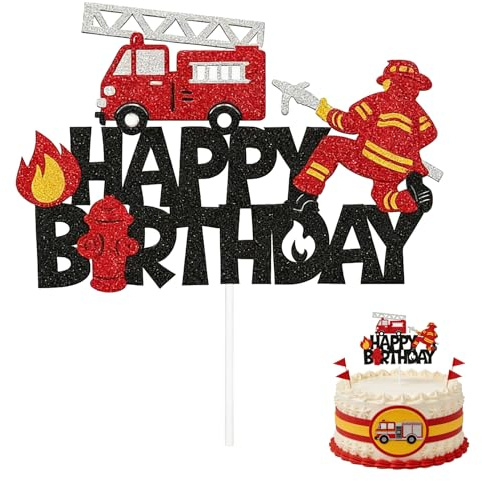 Fireman Cupcake Toppers,Feuerwehr Geburtstag Deko,Geburtstag Kuchen Dekoration,Feuerwehrmann Tortendeko,Tortendekoration Feuerwehrmann,Flammen Kuchendekorationen,für Feuerwehr-Mottopartys Cupcake