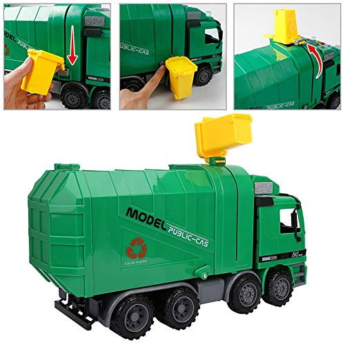 Tomantery Modello di Camion della Spazzatura Inerziale con Coperchio Posteriore Rialzato per Giochi di Simulazione per Bambini
