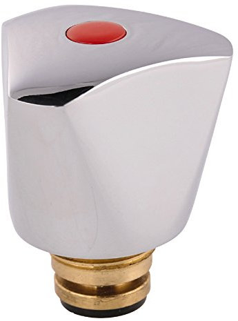Sanitop-Wingenroth Sanitär-Oberteil 3/8 Zoll | mit Dreikanthaubengriff | verchromter Kunststoff | Warmwasser-Griff | für Zweigriffarmaturen | Messing verchromt | Rote Markierung | 24072 7