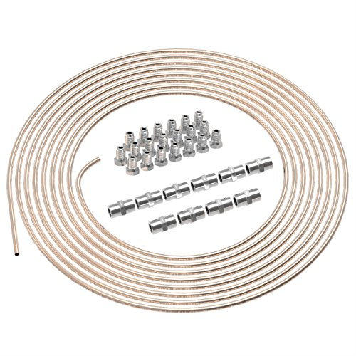 5m Tubo di Freno Ø 4,75 mm Rame-Nickel Kit + 20 raccordi maschi + 10 connettori M10 x 1 DIN 74 234 Set di Tubi di Cupronickel e Accessori dei Freni per Svasatura DIN F