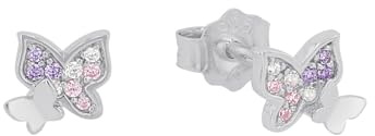 Prinzessin Lillifee Ohrstecker 925 Sterling Silber Mädchen Kinder Ohrschmuck, mit Zirkonia synth., Schmetterling, Kommt in Schmuck Geschenk Box