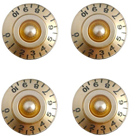 Kcopo Volumen Knöpfe Potiknöpfe Lautstärkeregler Knöpfe Bedienknöpfe Manschettenknöpfe Für E-Gitarre 4 Stück Gold Weiß