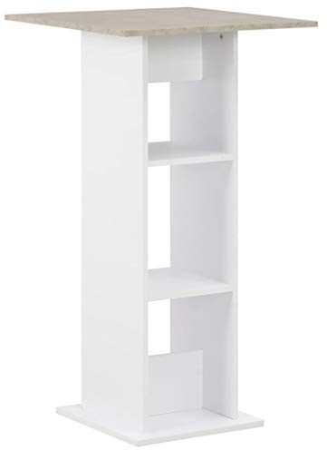 vidaXL Bartisch Weiß und Beton 60x60x110 cm