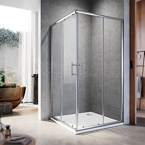 ELEGANT 900 x 900 mm Sliding Corner Entry Shower Enclosure 6mm Extra Toughened Safety Glass Sliding Cubicle Door