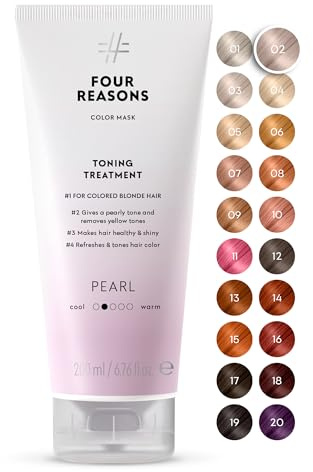 FOUR REASONS Color Mask, Pearl Blonde (27 Colors) – Hair Gloss & Color Depositing Conditioner – Semi Permanent Hair Toner for Color-Treated Hair Color For Women – Vegan & Cruelty-Free – 200 ml