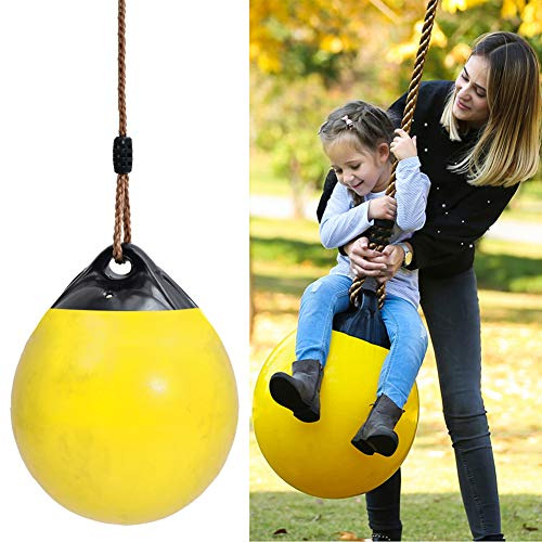 Inflatable Ball Swing, Kids Swing Seat with Hanging Rope Chain for Indoor Outdoor Tree Playground,Yellow,38cm