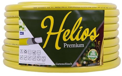 Gartenschlauch gelb 1 Helios Premium 10 Jahre Garantie 4 lagig Wasserschlauch Bewässerungsschlauch (50m)