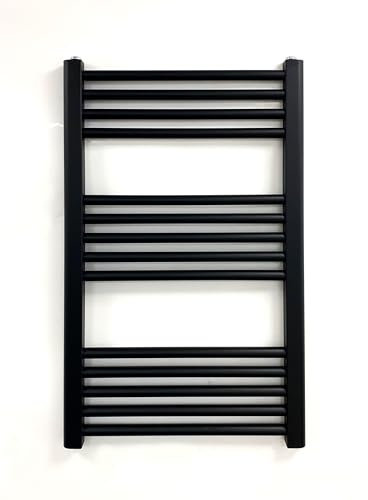 Greened House Milano Black Heated Towel Rail 400mm W x 800mm H Straight Central Heating Towel Radiator