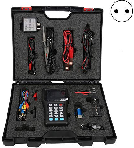 Oscilloscope automobile, JDS2022Q 2in 1 50MHZ Oscilloscope numérique 2CH portable 200MSa/s Simulateur de Signal de voiture pour la maintenance automobile(EU Plug)