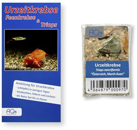Triops cancriformis (March-Auen, Österreich) Zuchtansatz, Urzeitkrebse Eier | Ca. 100 Urzeitkrebs-Eier in Sand mit Anleitung, für Schlupf, Aufzucht und Beobachtung von Urzeitkrebsen, Triopszucht