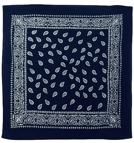 RED X Bandana aus 100 % Baumwolle, Größe XL, Paisleymuster, 63,5 x 63,5 cm, leicht, navy, XL
