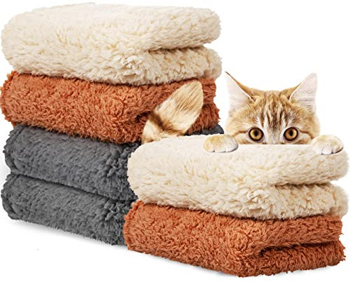 Newwiee 6 Pcs Blankets for Dogs Cats, Soft Warm Fluffy Fleece, 24 x 18 Inch