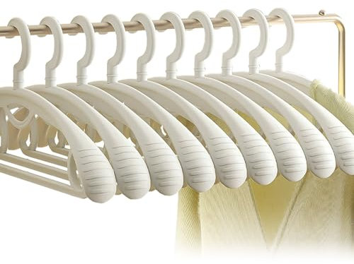 OYUEGE Um 360 Grad drehbarer Kunststoff-Kleiderbügel, extra dicker Kunststoff, breite Schultern, für Erwachsene, Standard-Kleiderbügel, ideal den täglichen Gebrauch, 10 Stück, Weiß, (OYUKPTYJ034-1)