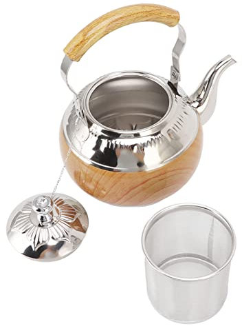 Théières En Acier Inoxydable Pour Dessus De Cuisinière, Théières 1L Avec Infuseur à Thé Amovible Bouilloire Théière Pour Cuisinière Bouilloire à Thé Micro-ondes Bouilloire à Eau Argentée