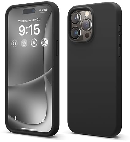 elago Silikon Hülle für iPhone 15 Pro Max | Premium Silikon Handyhülle, Ganzkörper Schutzhülle [4 Lagige Stoßfeste Struktur], Mikrofaserfutter (Schwarz)