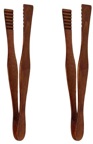 Meprotal 2 x Holzzangen, wiederverwendbare Toastzangen aus Holz, Kochzange zum Kochen und Halten von Brot, Käse, Speck, Salat, Gurken, 25,4 cm