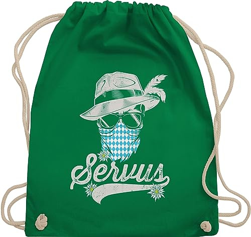 Turnbeutel Rucksack - Kompatibel mit Oktoberfest Tasche - Servus Totenkopf Bayern Edelweiß Trachten Bayrisch Tirol Bavaria - Unisize - Grün - trachtenrucksack bayrische taschen trachtentaschen