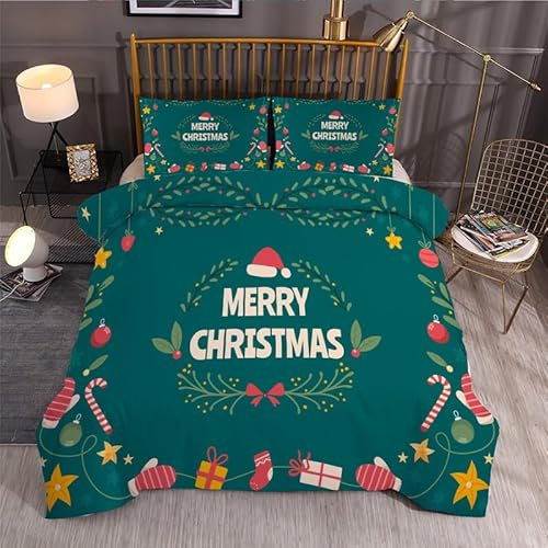Syhi Qlty Bettwäsche 200X220 Winter Weich Microfaser Bettwäsche-Sets Weihnachts Dekoration Boho Deckenbezug 1 Bettbezug mit Reißverschluss und 2 Kissenbezug 80x80cm