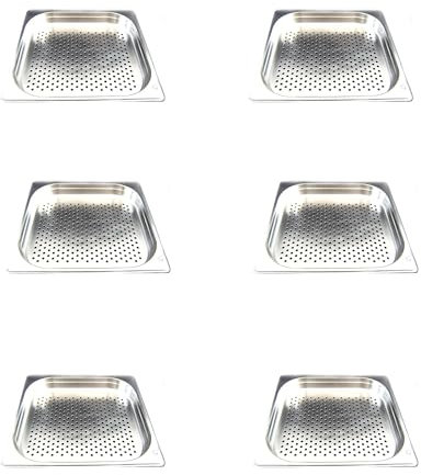 AcMax 6 Stück GN 2/3 Gastronormbehälter GN-Behälter Edelstahl 2,3 Liter Tiefe 40mm gelocht