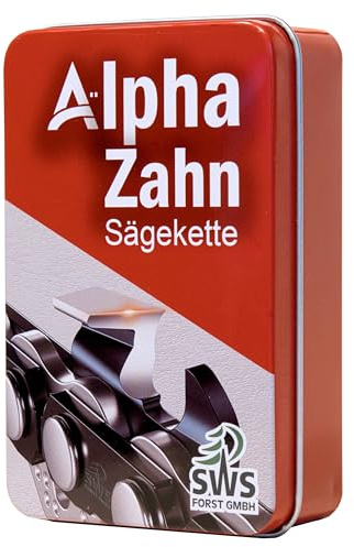 1 Alphazahn Sägekette 3/8 1,3mm 52 Treibglieder 35cm in Metallbox kompatibel mit Dolmar, Husqvarna, Ferrex, Primaster, Ryobi, Bosch, Primaster und anderen