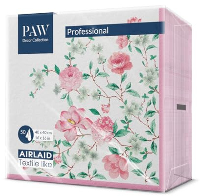 PAW - Airlaid servetter (40 x 40 cm) I 50 stycken I perfekt för bröllop, dop, nattvard, födelsedag I Högkvalitativ Bordsdekoration Tygservetter I Servetter Tyg I Rosa Säsong