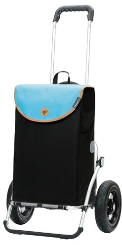 Andersen Einkaufstrolley - klappbar - 44 Liter - Aufhängung für Einkaufswagen - belastbar 50 kg - Aluminium - Trolley - Luft-Rad Ø 25 cm - Royal Shopper Lova blau