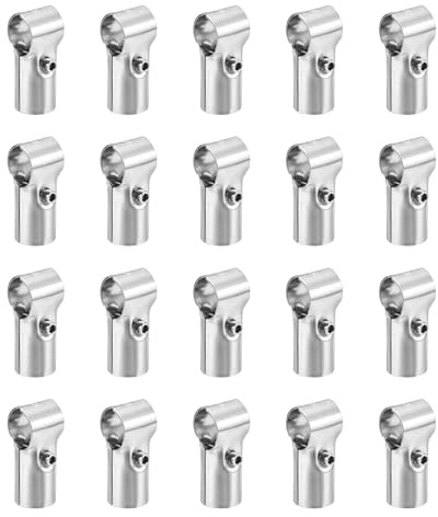 QUARKZMAN 20set Connettore per Tubo 180Gradi 2 Vie per Tubo OD 25mm Argento | Raccordi Strutturale Giunto Morsetti Inossidabile Acciaio Morsetti Binari Terminali Montaggio Angolare