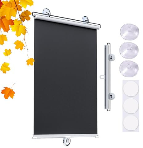 Verdunkelungsrollos Schwarz Für Fenster,Saugnapf Sonnenschutzrollos 45/50/58/68/80cm Breit,Temporäre Jalousien,Einziehbare Thermorollo,Sichtschutzvorhänge,Dachfensterrollo,W×H-80 * 100cm(31 * 39in)